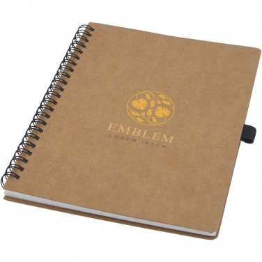 Logotrade promotional gift image of: Cobble A5 wire-o recycled cardboard notebook with stone paper